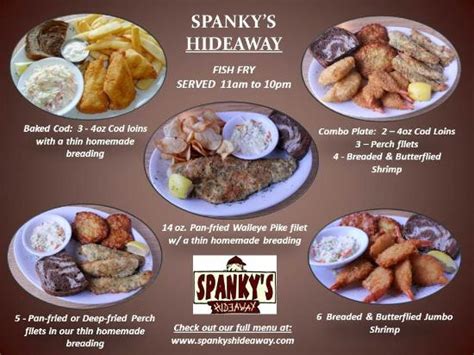 spanky's hideaway menu  TONIGHT'S SPECIAL: Spanky's Pizza Burger: Italian sausage patty topped with peppers, onions, mushrooms, cheese, and homemade marinara sauce